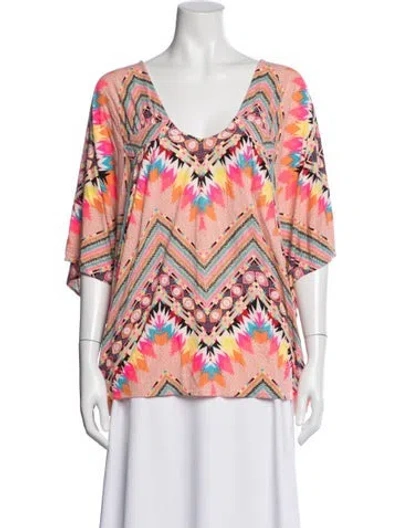 Pre-owned Mara Hoffman Printed V-neck Top In Neutral