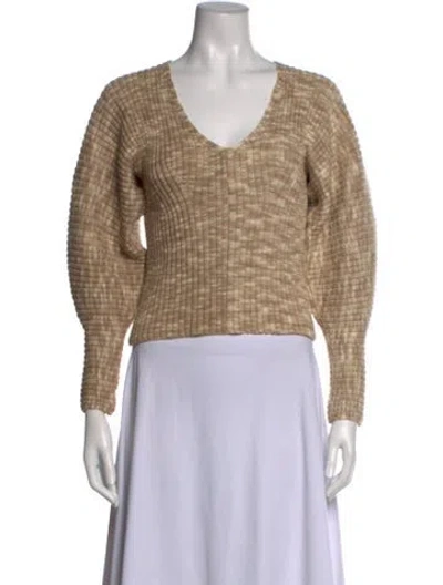 Pre-owned Mara Hoffman Printed V-neck Top In Neutral