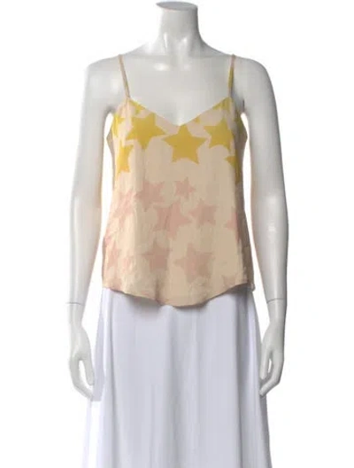 Pre-owned Mara Hoffman Printed V-neck Top In Orange