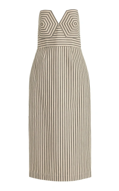 Mara Hoffman Rina Strapless Striped-cotton Midi Dress In Multi
