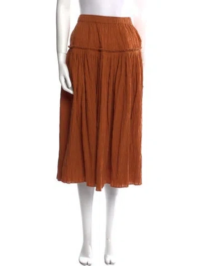 Pre-owned Mara Hoffman Ruffle Embellishment Midi Length Skirt In Brown