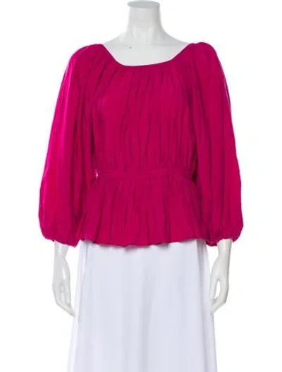 Pre-owned Mara Hoffman Scoop Neck Long Sleeve Blouse In Pink