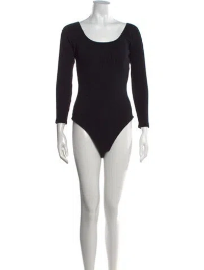 Pre-owned Mara Hoffman Scoop Neck Long Sleeve Bodysuit In Black