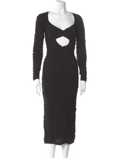 Pre-owned Mara Hoffman Scoop Neck Midi Length Dress In Black