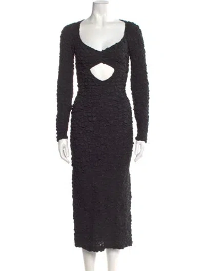 Pre-owned Mara Hoffman Scoop Neck Midi Length Dress In Black