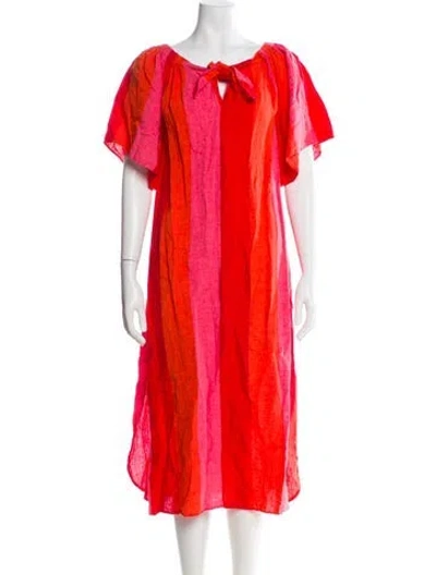 Pre-owned Mara Hoffman Scoop Neck Midi Length Dress In Red