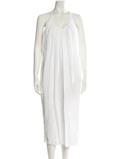 Pre-owned Mara Hoffman Scoop Neck Midi Length Dress In White