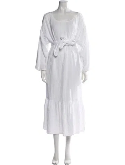 Pre-owned Mara Hoffman Scoop Neck Midi Length Dress In White