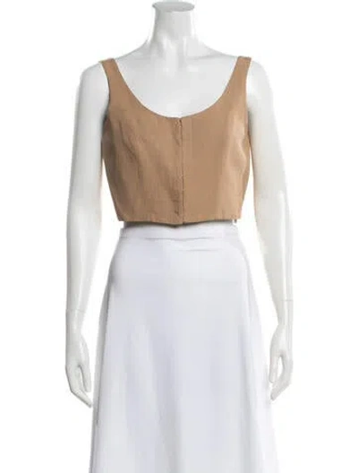 Pre-owned Mara Hoffman Scoop Neck Sleeveless Crop Top In Blue