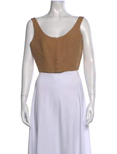 Pre-owned Mara Hoffman Scoop Neck Sleeveless Crop Top In Neutrals