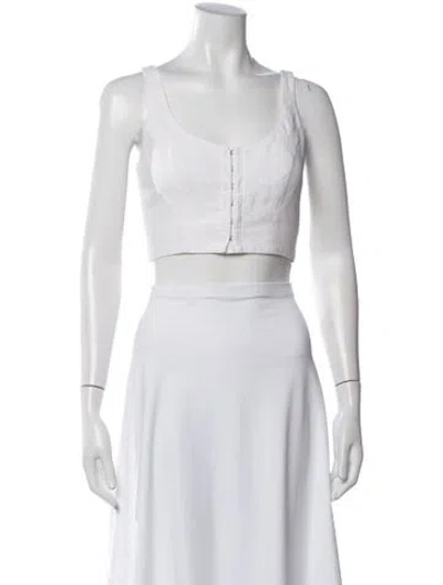 Pre-owned Mara Hoffman Scoop Neck Sleeveless Crop Top In White
