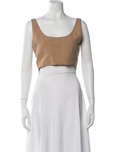 Pre-owned Mara Hoffman Scoop Neck Sleeveless Crop Top In White