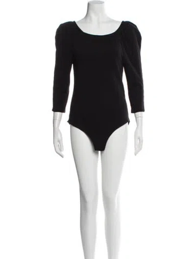 Pre-owned Mara Hoffman Scoop Neck Three-quarter Sleeve Bodysuit In Black