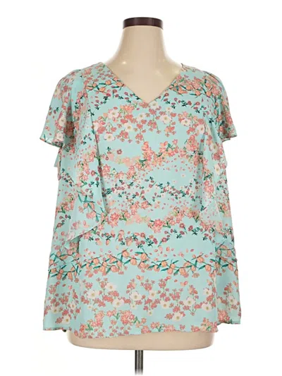 Pre-owned Mara Hoffman Short Sleeve Blouse In Blue