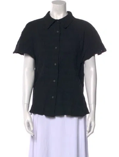 Pre-owned Mara Hoffman Short Sleeve Button-up Top In Black