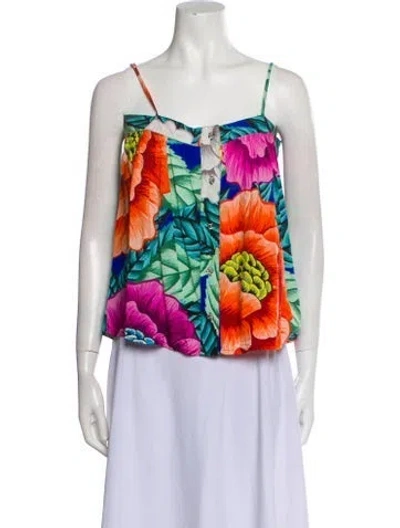 Pre-owned Mara Hoffman Silk Floral Print Top In Multi