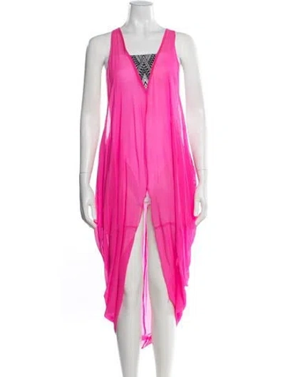 Pre-owned Mara Hoffman Silk Graphic Print Nightgown In Pink