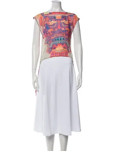 Pre-owned Mara Hoffman Silk Graphic Print Top In Blue