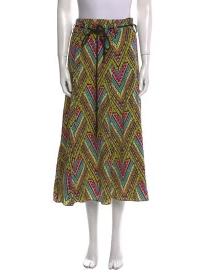 Pre-owned Mara Hoffman Silk Midi Length Skirt In Green