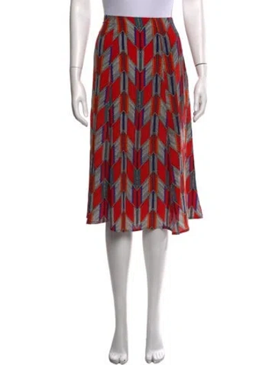 Pre-owned Mara Hoffman Silk Midi Length Skirt In Red
