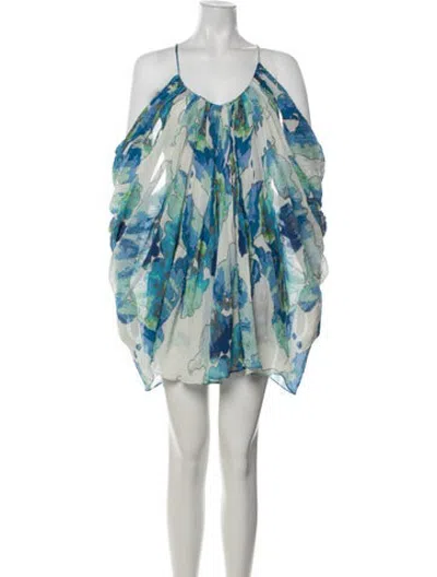 Pre-owned Mara Hoffman Silk Mini Dress In Blue
