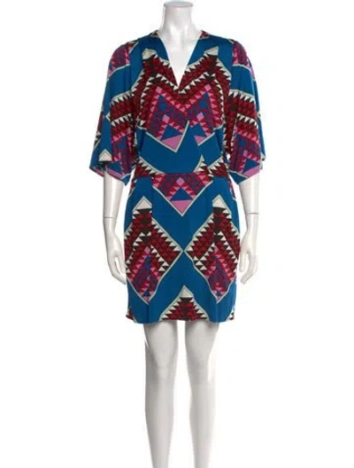 Pre-owned Mara Hoffman Silk Mini Dress In Blue/red