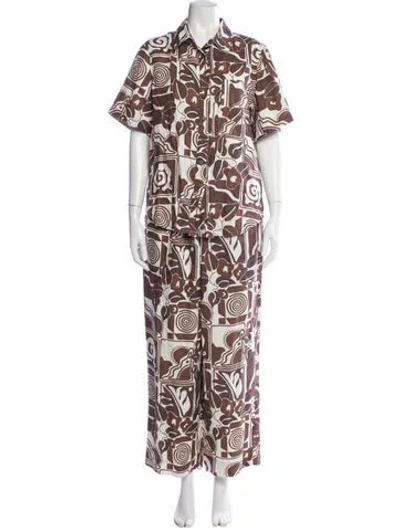 Pre-owned Mara Hoffman Silk Printed Pant Set In Multicolor