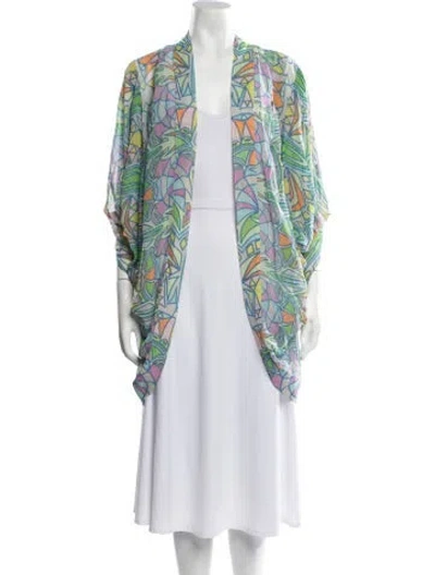 Pre-owned Mara Hoffman Silk Printed Robe In Green