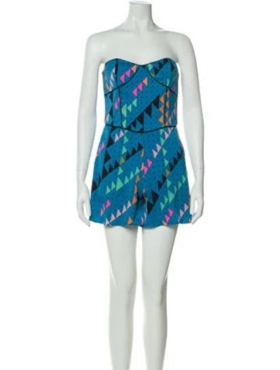 Pre-owned Mara Hoffman Silk Printed Romper In Blue