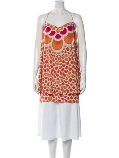 Pre-owned Mara Hoffman Silk Printed Top In Orange