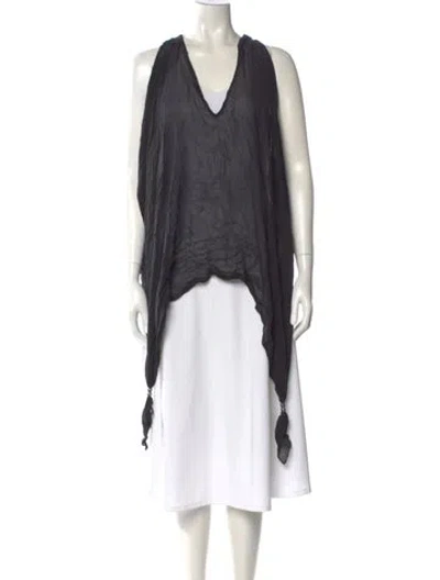 Pre-owned Mara Hoffman Silk V-neck Sweater In Black