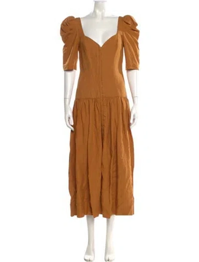 Pre-owned Mara Hoffman Square Neckline Long Dress In Brown