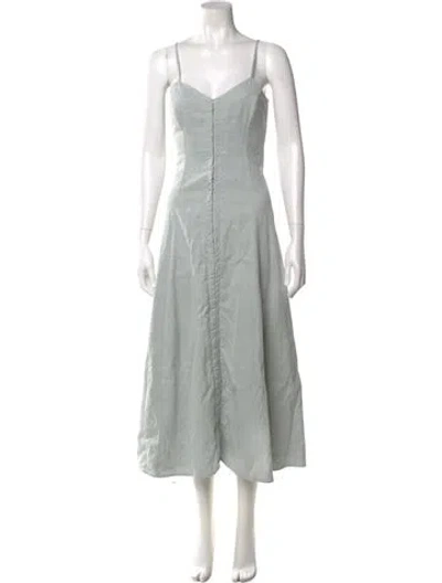 Pre-owned Mara Hoffman Square Neckline Long Dress In Green