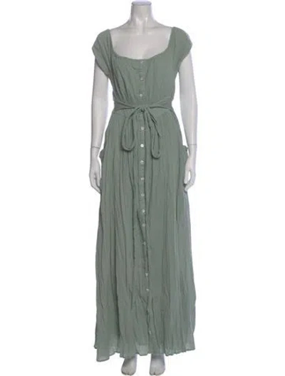 Pre-owned Mara Hoffman Square Neckline Long Dress In Green