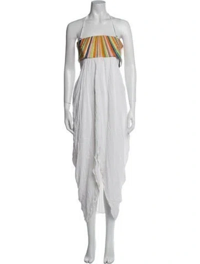 Pre-owned Mara Hoffman Square Neckline Long Dress In Neutrals/white
