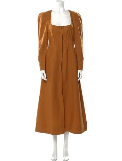 Pre-owned Mara Hoffman Square Neckline Long Dress In Orange