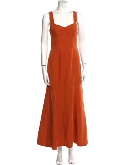 Pre-owned Mara Hoffman Square Neckline Long Dress In Orange