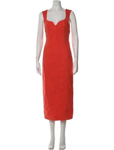 Pre-owned Mara Hoffman Square Neckline Long Dress In Orange