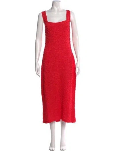 Pre-owned Mara Hoffman Square Neckline Long Dress In Red