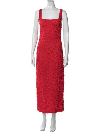 Pre-owned Mara Hoffman Square Neckline Long Dress In Red