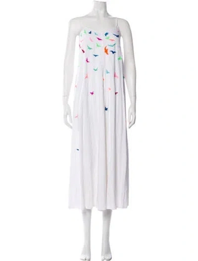 Pre-owned Mara Hoffman Square Neckline Long Dress In White