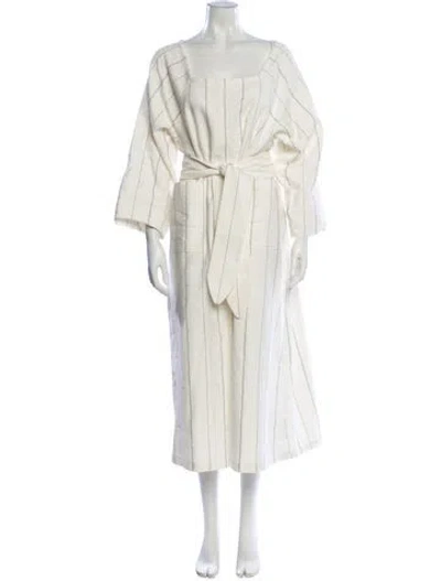Pre-owned Mara Hoffman Square Neckline Long Dress In White