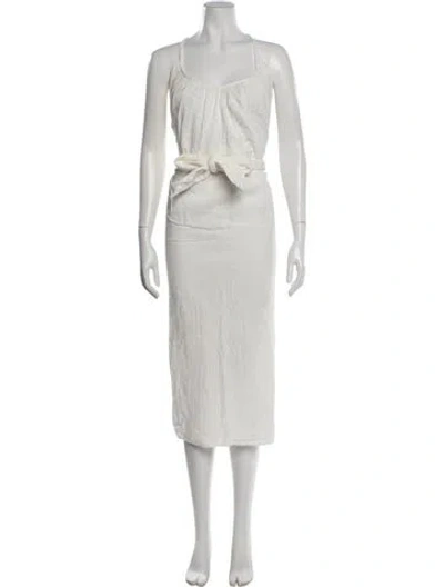 Pre-owned Mara Hoffman Square Neckline Long Dress In White