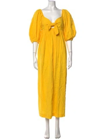 Pre-owned Mara Hoffman Square Neckline Long Dress In Yellow