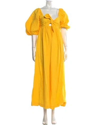 Pre-owned Mara Hoffman Square Neckline Long Dress In Yellow