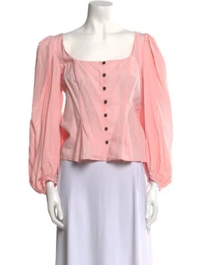 Pre-owned Mara Hoffman Square Neckline Long Sleeve Blouse In Pink