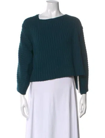 Pre-owned Mara Hoffman Square Neckline Long Sleeve Crop Top In Green