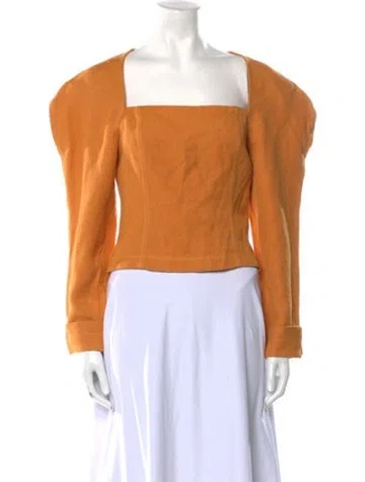 Pre-owned Mara Hoffman Square Neckline Long Sleeve Crop Top In Yellow