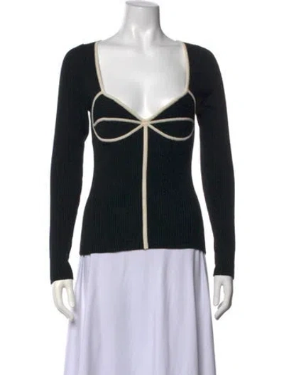 Pre-owned Mara Hoffman Square Neckline Long Sleeve Top In Black