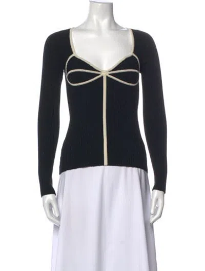 Pre-owned Mara Hoffman Square Neckline Long Sleeve Top In Black